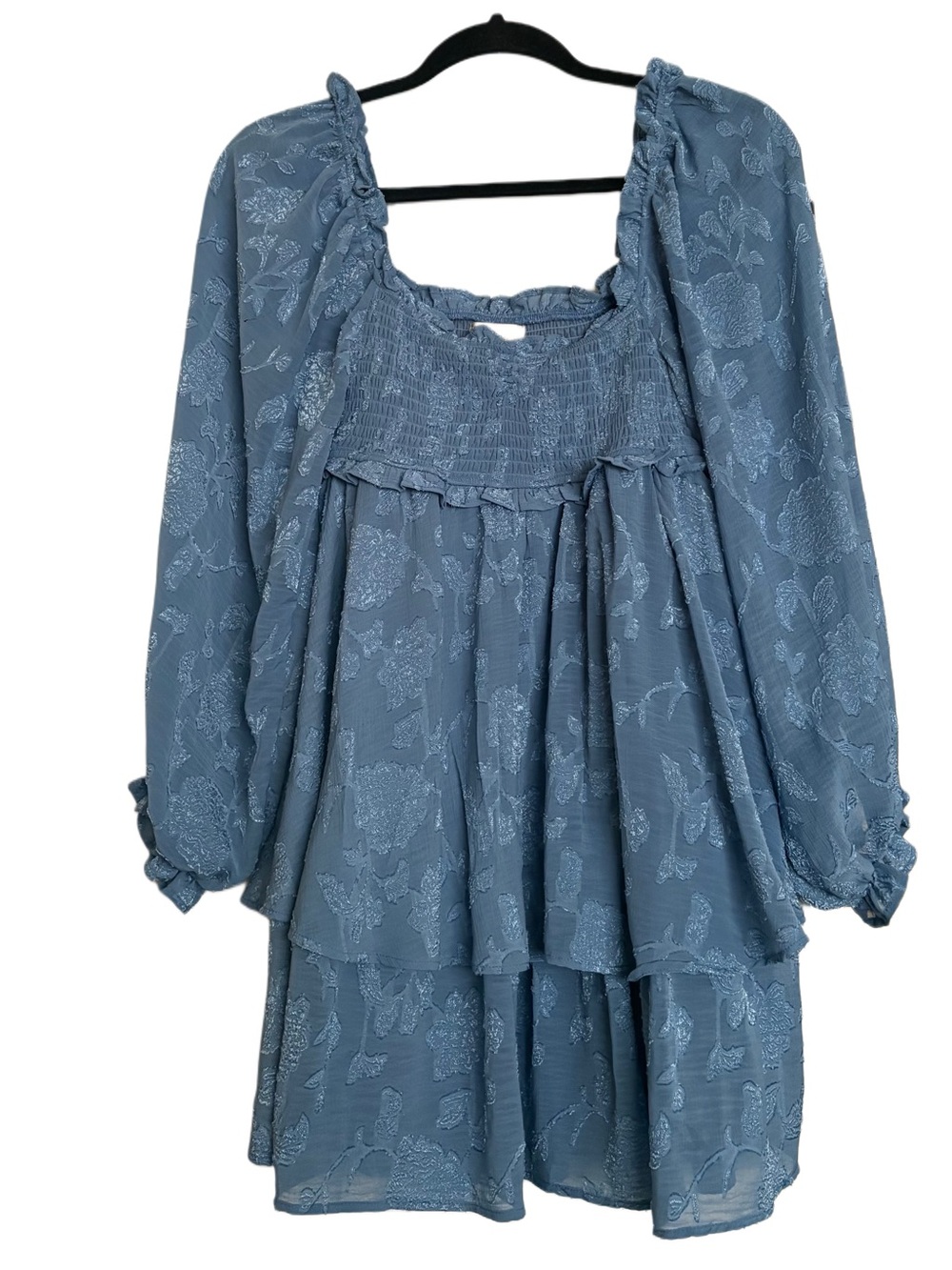 Altar'd State Dusty Blue Smocked Floral Tank Dress